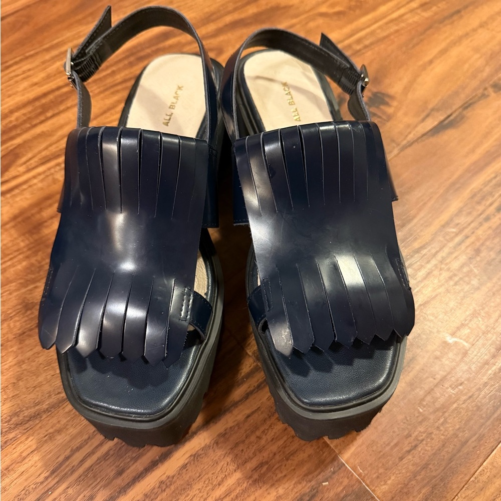 All Black brand Navy Platform wedges Size 39